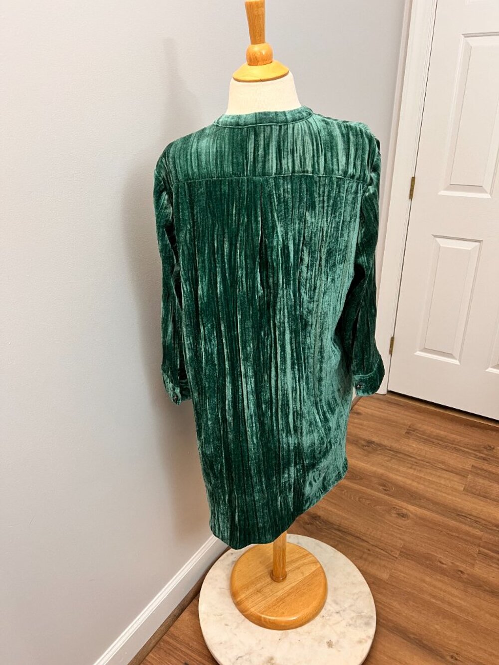 Coldwater Creek Emerald Teal Crushed Velvet Long Shirt Jacket Sz L - Picture 13 of 13